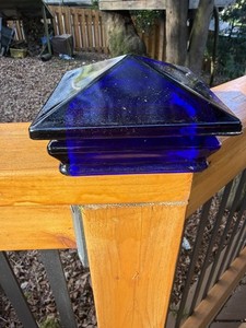 4x4 Cobalt Blue Glass Post Cap