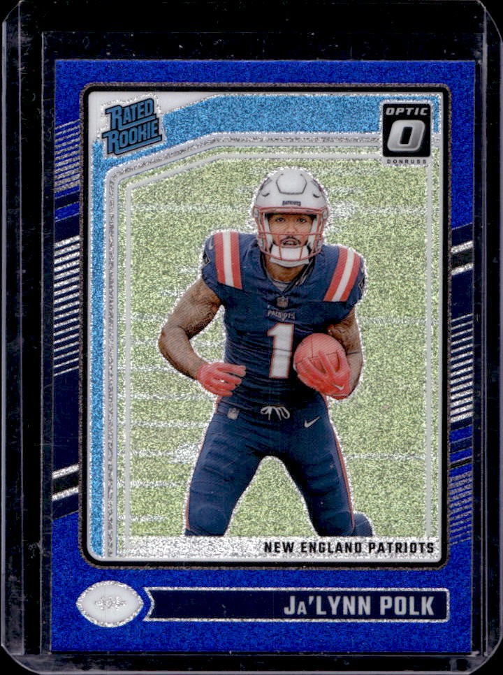 2024 Donruss Optic Ja'Lynn Polk Blue Glitter Rated Rookie #240 Patriots