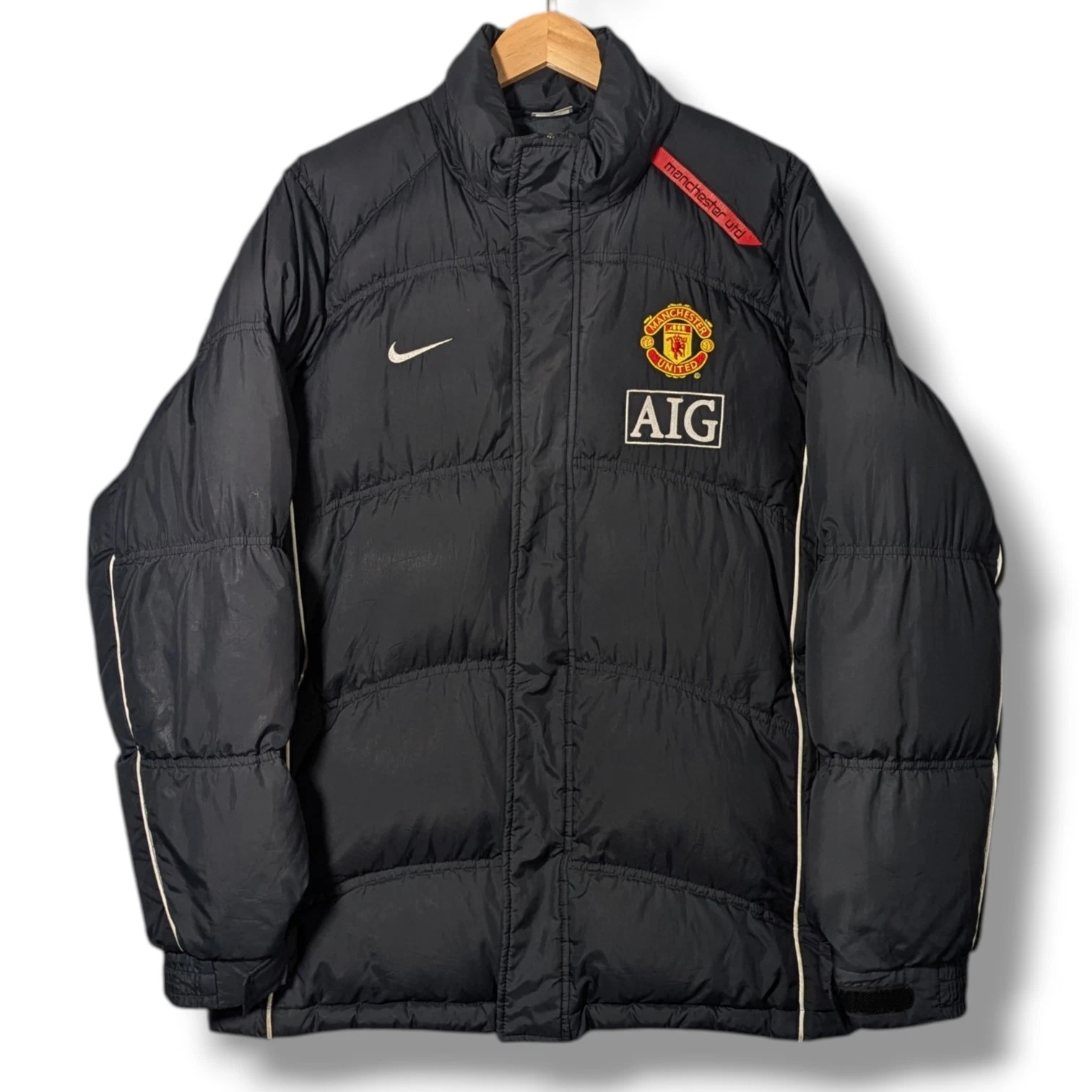 Nike Manchester United Down Fill Jacket Mens Small Black Puffer Coat 2007-2008