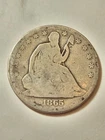 1865 S Scarce Seated Liberty Half Dollar Low Mintage 675,000 Rare
