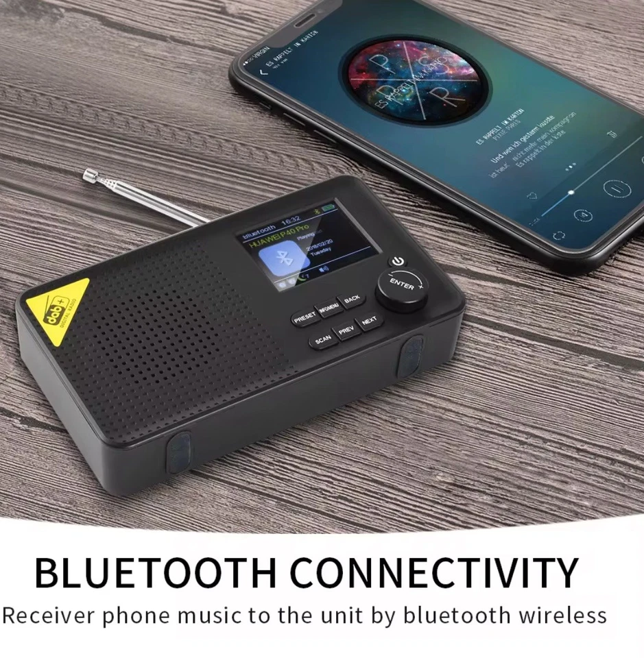 Portable DAB DAB+ Digital Radio FM Rechargeable Bluetooth Music Player LCD - Image 4 of 4