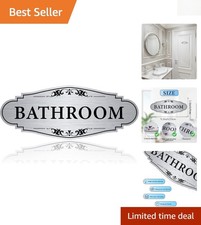 Stylish Waterproof Restroom Sign - 9in Silver Sticker for Home  Business Decor
