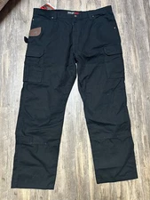 Wrangler Riggs Pants Mens 42x32 Ranger Relaxed Fit Ripstop Cargo Workwear Black