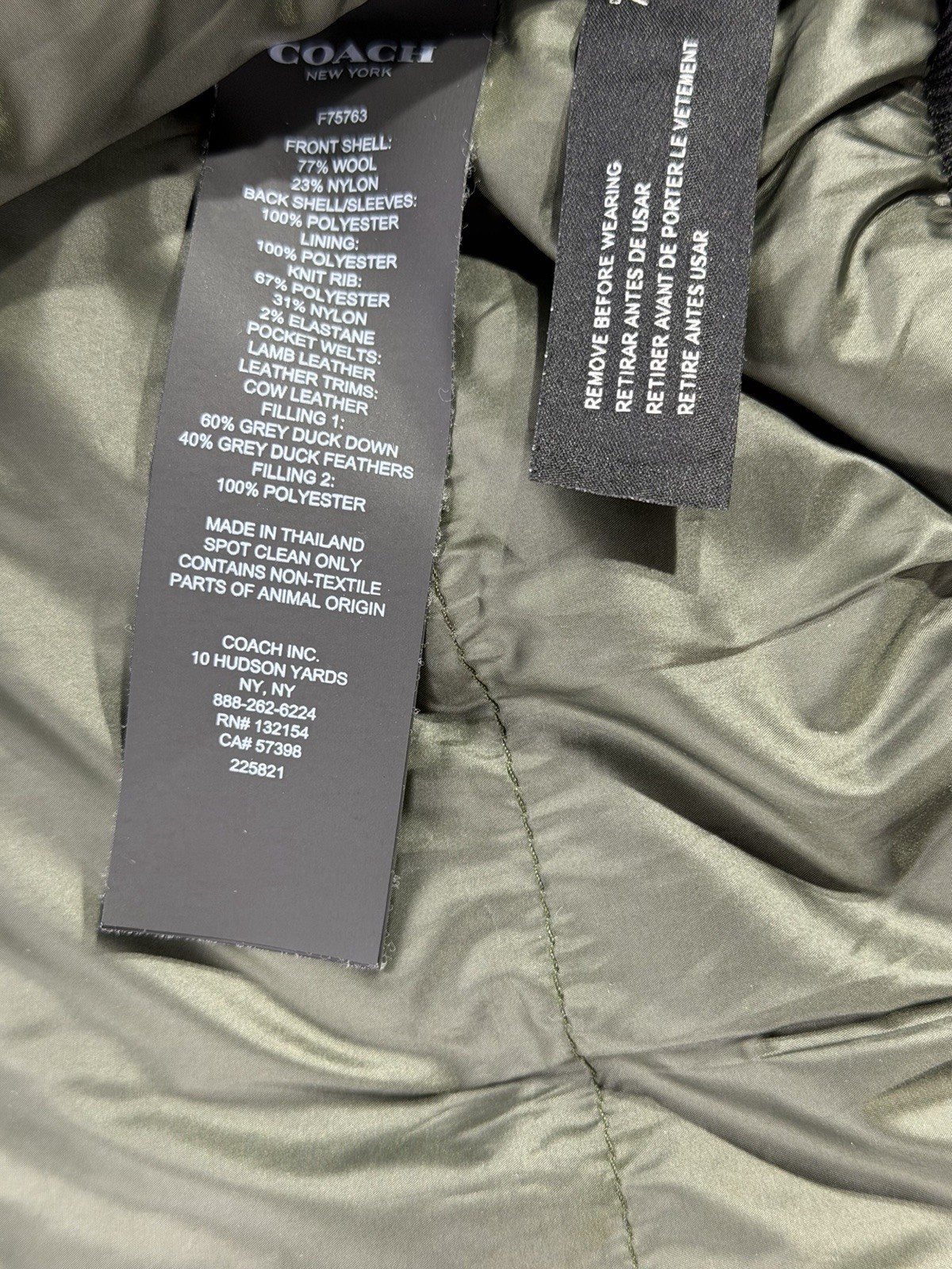 Coach Wool Down Varsity Jacket Green Leather Trim… - image 4