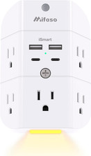 Surge Protector Outlet Extender - with Night Light, 5-Outlet Splitter and 4 USB