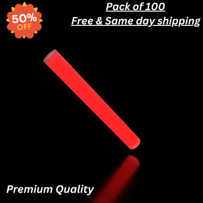 Party Glowz 100 Pcs Led Glow Sticks Light Up Batons 3 Mode Flashing Light Red