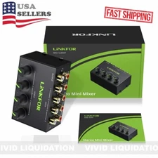 4 Channel Stereo Mini Audio Mixer Metal Shell Support RCA Input & Output Passive