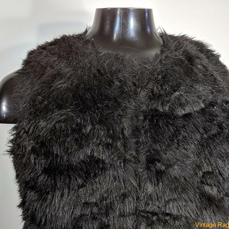 Live a Little LAL Faux Fur VEST Womens Size L Bla… - image 2