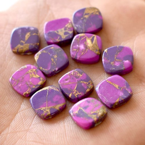 Turquoise Purple Copper Cushion Both Side Flat Back 12x12mm To 20x20mm Gemstone - Imagen 2 de 6