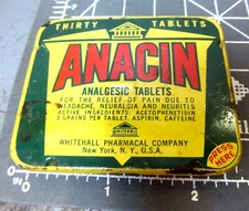 vintage Anacin tablets tin (empty), 30 tablet size, great colors & graphics
