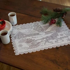 Heritage Lace Sleigh Ride White Placemat (one) 14" X 20"