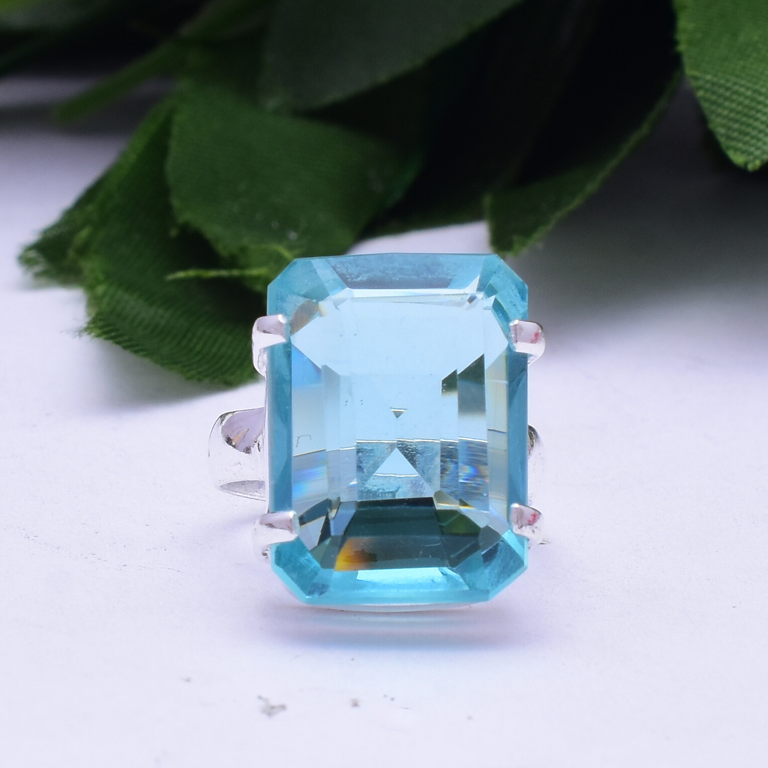 Christmas Swiss Blue Topaz Gemstone 925 Sterling Silver Handmade Ring ...