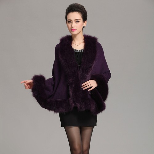Brautjacke Brautbolero Brautjäckchen Faux-Pelz Brautcape Creme/schwarz/rot - Bild 16 von 19