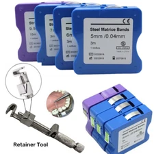 Dental Resin/Steel Matrix Bands Teeth Restoration Bands 5/6/7/9.5mm & Retainer