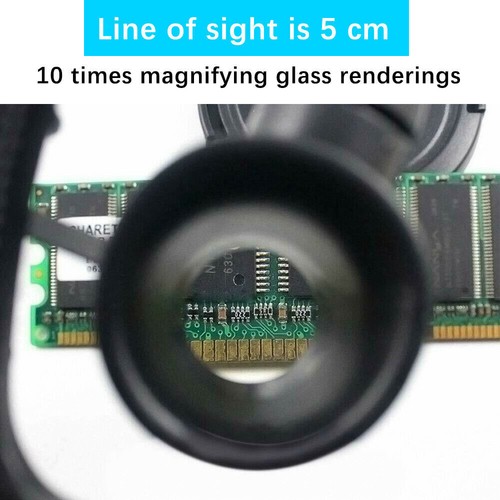 Orologio Gioielliere Testa Ingranditore 8 Lenti Riparazione Lente Ingrandimento Occhiali LED - Foto 9 di 12