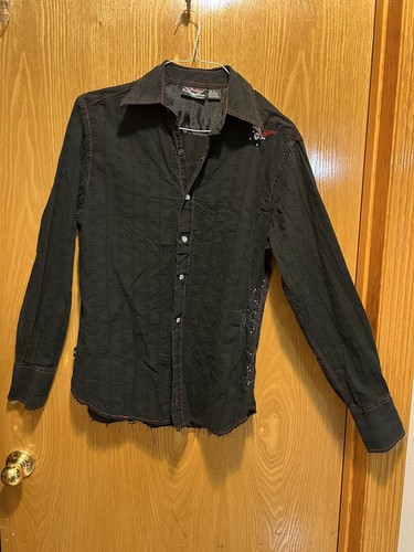 Men's Fender Custom Shop Long Sleeve Black Shirt Pre-Owned Good Condition Snaps - Picture 2 of 16