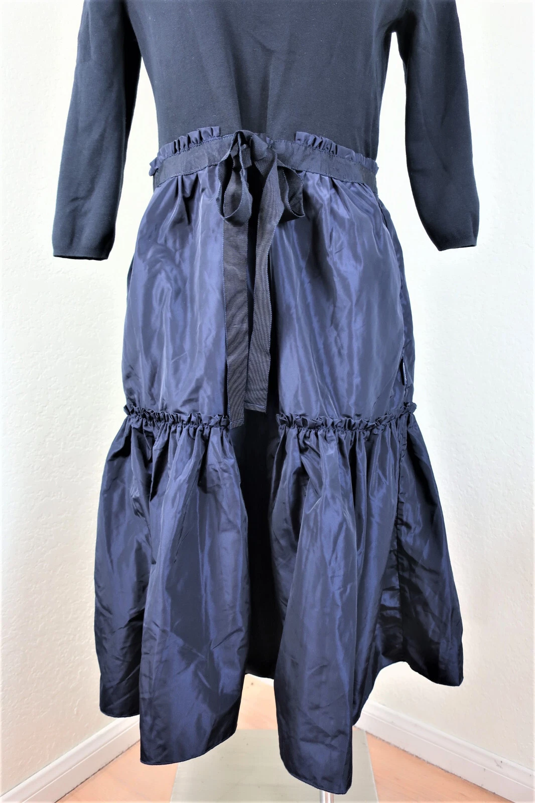 Abito lungo MONCLER nero blu manica lunga medio piccolo medio M 4 5 6