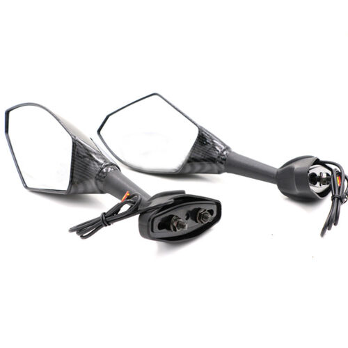 Carbon Rear View Side Mirrors Turn Signal LED Indicator For Suzuki GSX-R750 - Picture 4 of 9