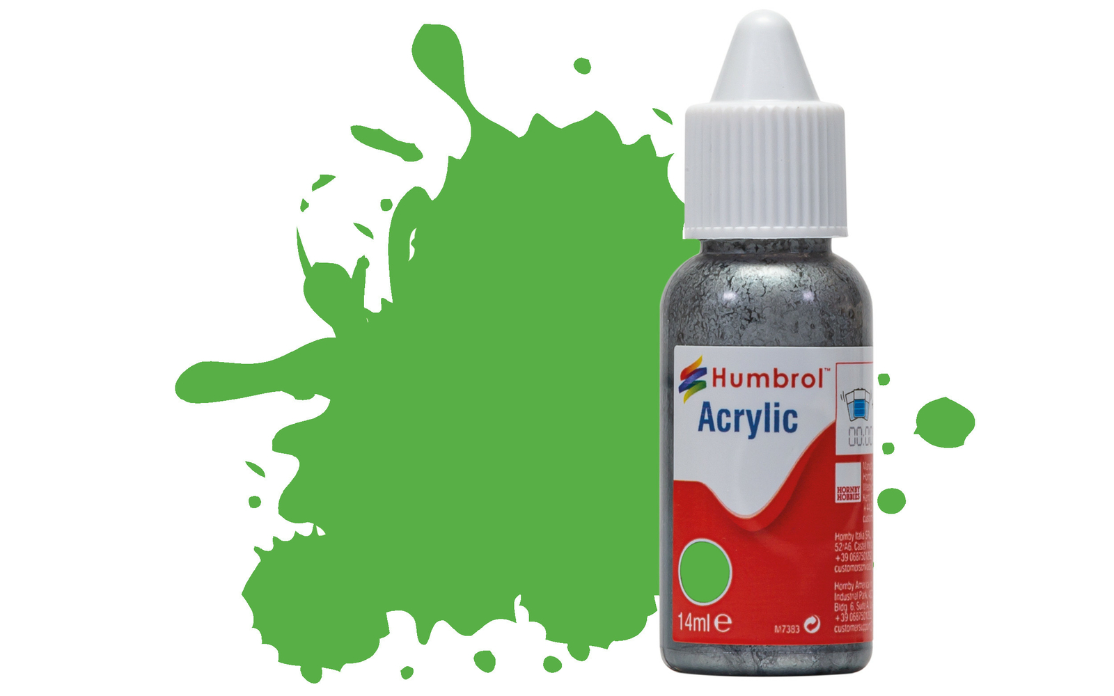 Humbrol DB0208 No.208 Fluorescent Signal Green Gloss 14ml Acrylic Paint Dropper
