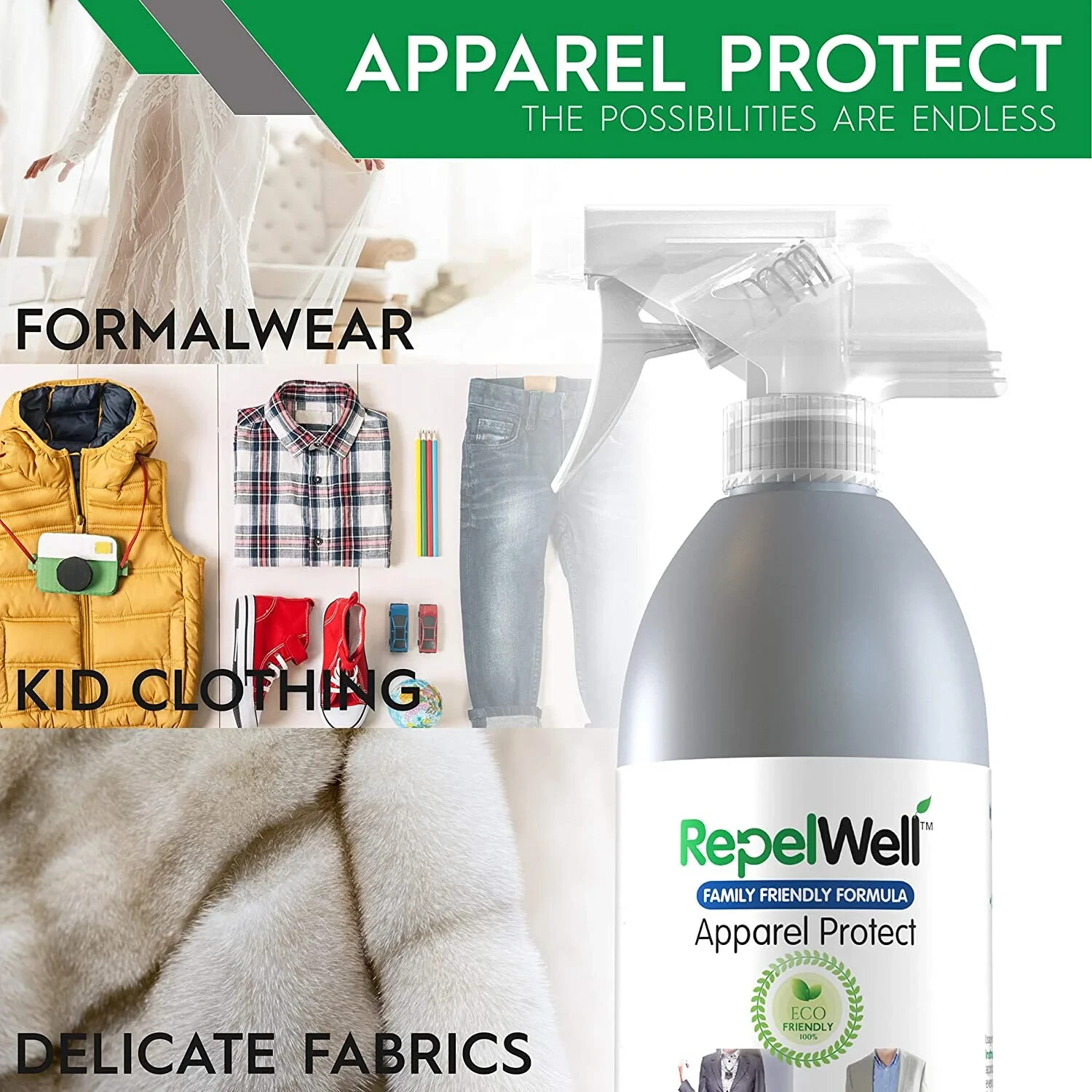 RepelWell Apparel Protect 12oz Stain & Water Repellent Spray – Non-Toxic Eco