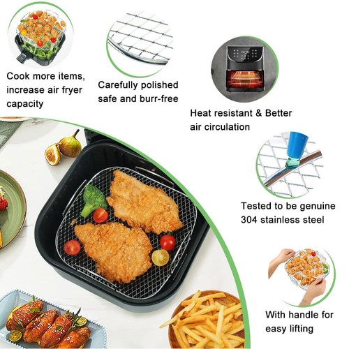 Rack Square Air Fryer Rack Grill Rack Air Fryer Basket Air Fryer Accessories - Picture 3 of 12