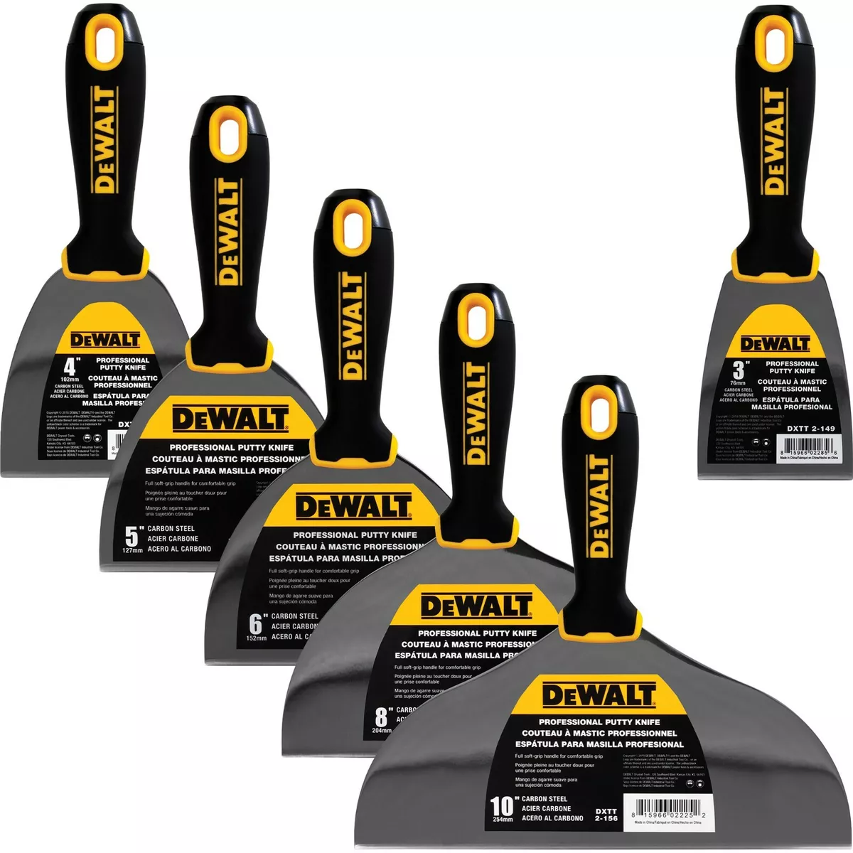 DEWALT 6 Piece Putty Knife Set 3 4 5 68 10 Carbon Steel, DXTT-3-149