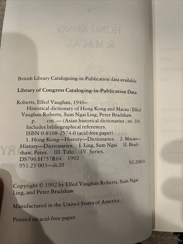 Historical dictionary of hong kong and Macau by roberts - Imagen 2 de 2