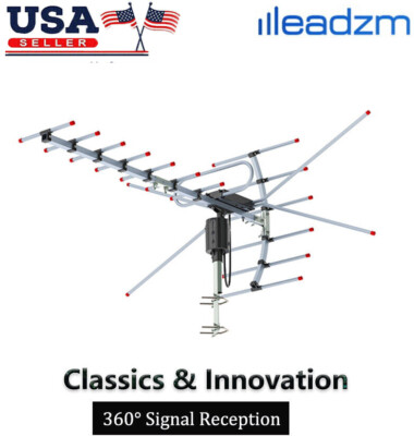Outdoor TV Antenna Motorized Amplified 990 Mile V/UHF HDTV 1080P 4K 360° Rotate