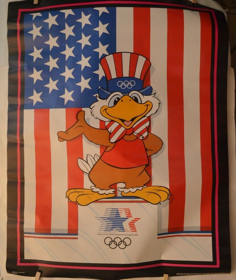 Vintage 1984 Los Angeles Olympics Sam The Eagle U.S. American Flag