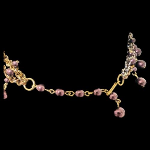 1920s Style Shepherds Hook Amethyst Color Waterfall Beaded Choker - Picture 3 of 3