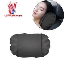 Black Headrest Pillow Car Seat Support Cushion Head Neck Rest Pad