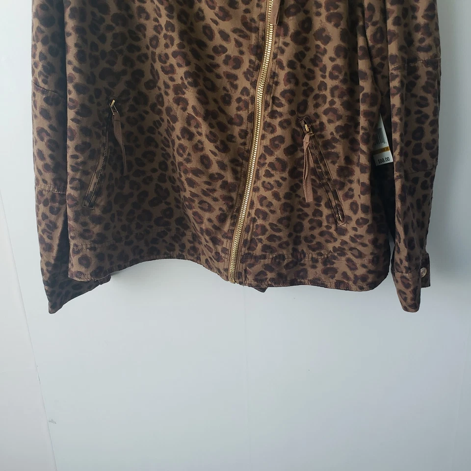 Kensie Mujer Leopardo Estampado Asimétrico Cremallera Moto Chaqueta Talla 3X Foto 4 de 4
