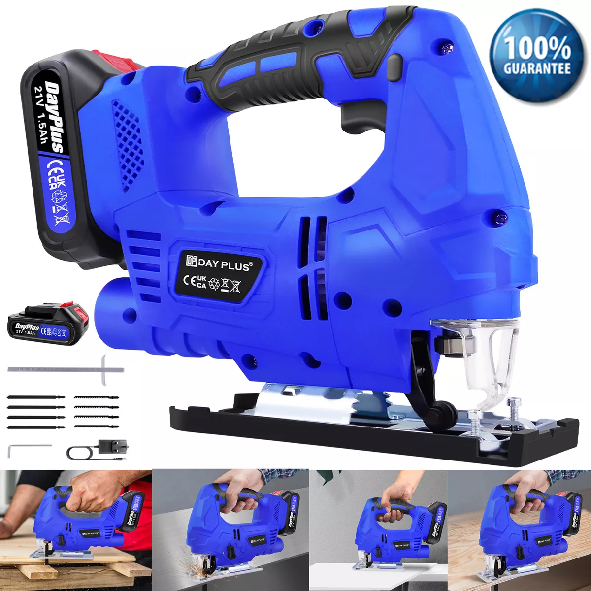 Electric Cordless Jigsaw Cutter Jig Saw Laser Guide 45 for Wood Metal Battery