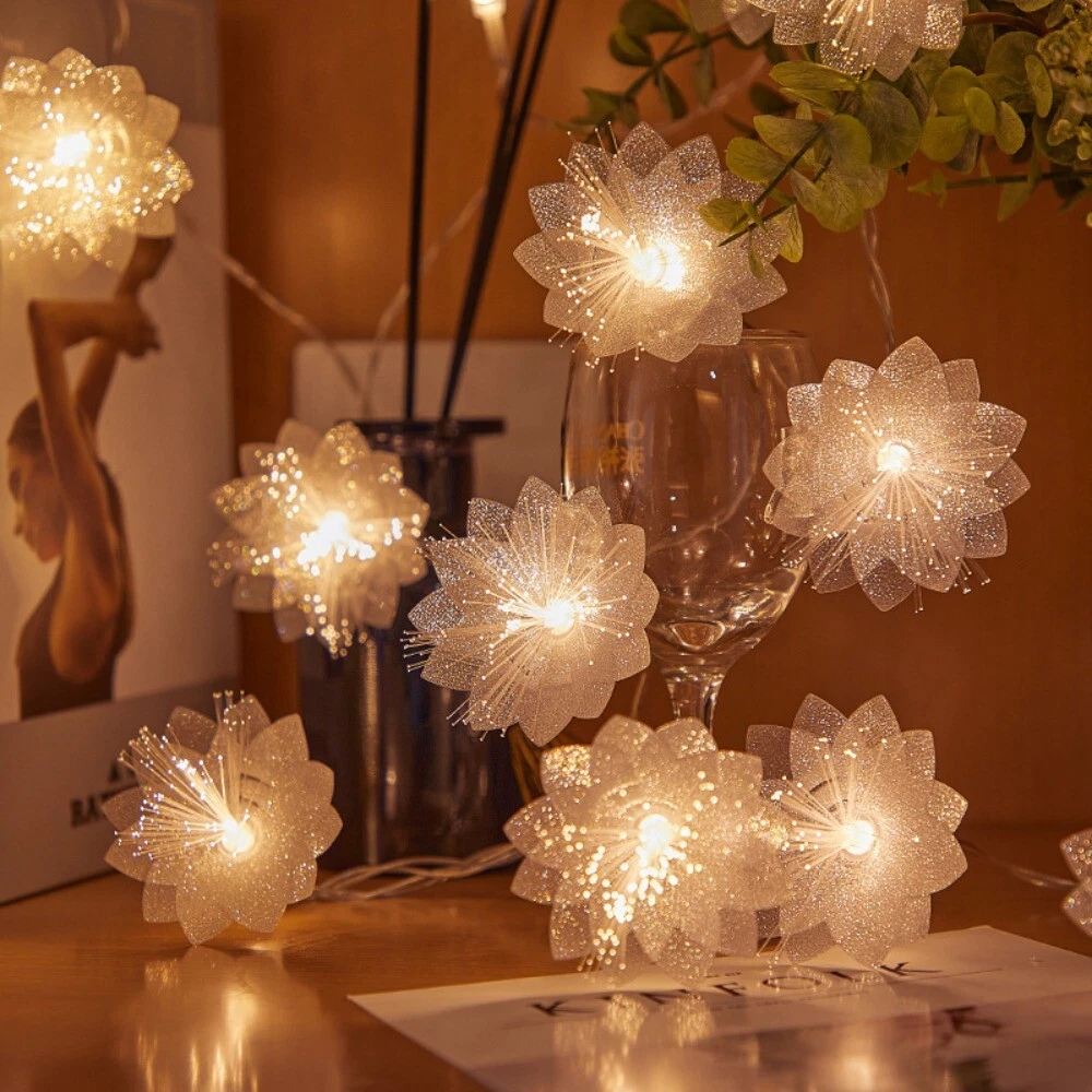 LED Fiber String Lights Artificial Flower Flower Fairy Lights Home