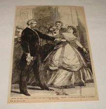 1880 magazine engraving ~ WOMAN SCARED BY MAN