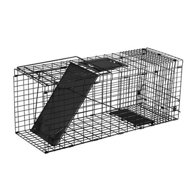 32'' Live Animal Cage Trap, Heavy Duty Folding for Raccoon Cat, Humane, Black