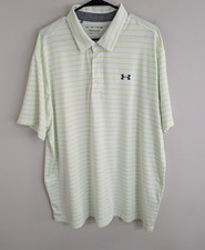 Under Armour "The Playoff" Polo Shirt Men's 2XL White Short Sleeve Striped