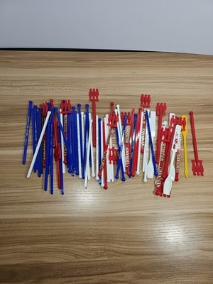 C...Over 50 Vintage Swizzle Sticks Drink Stirrers Seagrams 7 Windsor Old Hickory