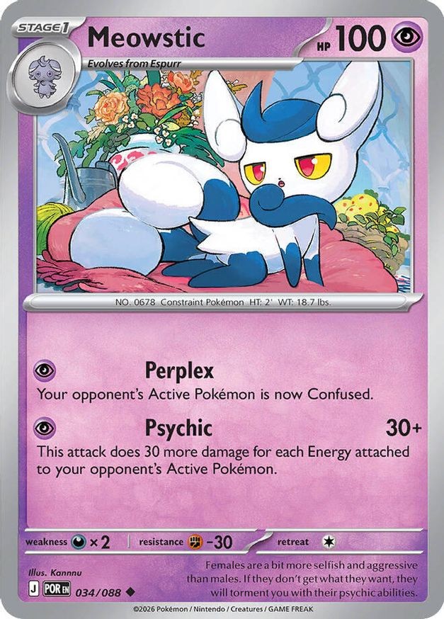 Pokemon Meowstic (34/124) Perfect Order NM REVERSE HOLO