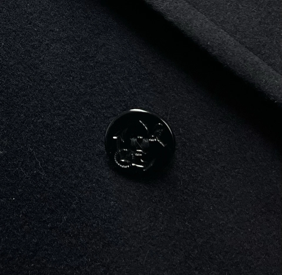 美国海军复古男式 38R 双排扣 Pembroke Melton Anchor 豌豆大衣军用 — 第 3/4 张图片