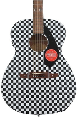 Fender Tim Armstrong Hellcat Concert Acoustic Guitar, Checkerboard, Walnut Fi...