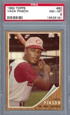 1962 Topps #080 PSA 8 Vada Pinson Reds 80
