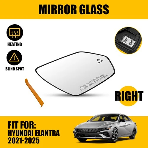 Passenger Side Heated Mirror Glass w/ Blind Spot Fits Hyundai Elantra 2021-2025