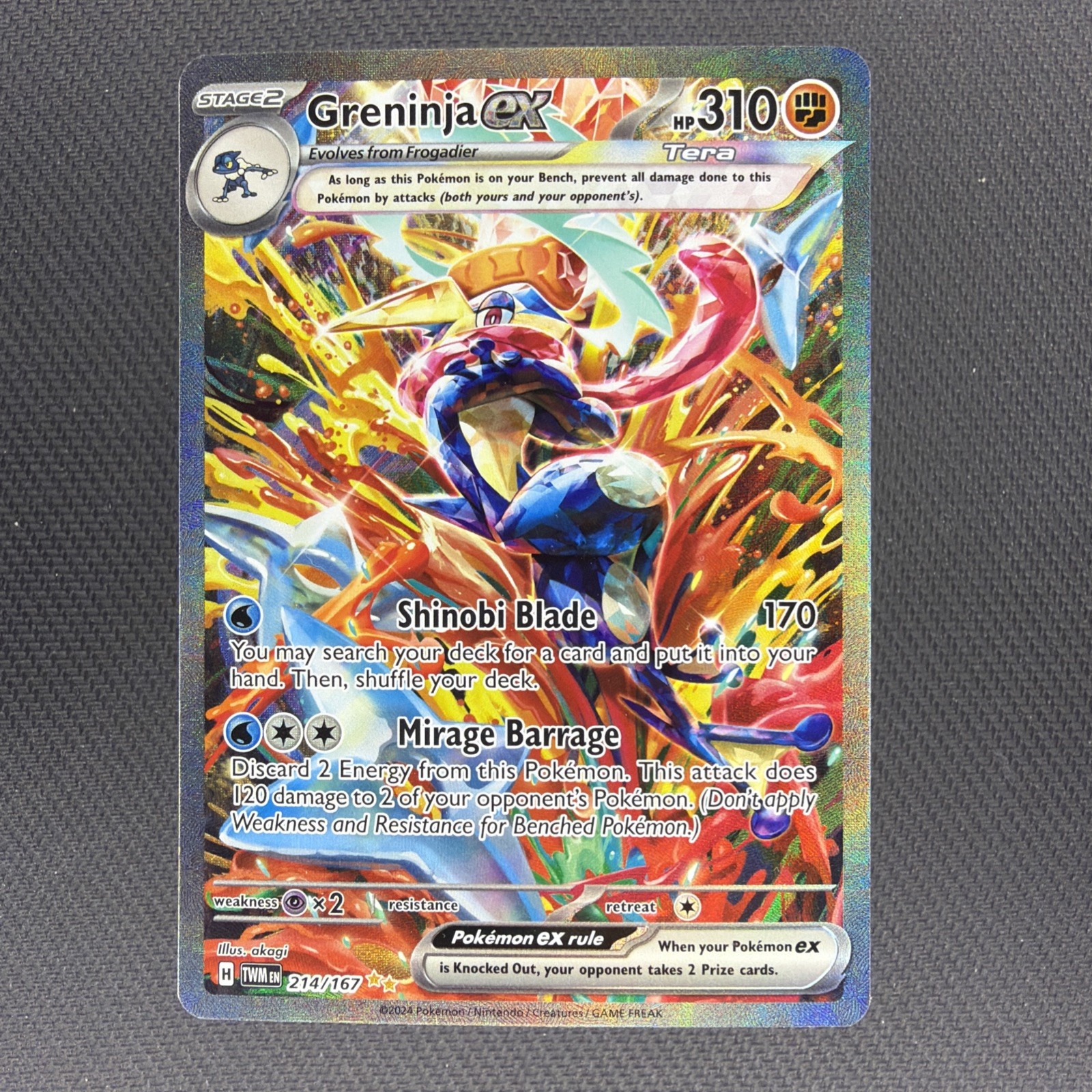 Pokémon TCG Greninja ex 214/167 Twilight Masquerade Special Illustration Rare NM