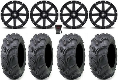 MSA Black Clutch 12'' UTV Wheels 27'' Zilla Tires Can-Am Defender