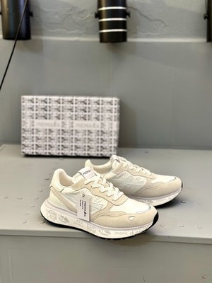 PREMIATA Men White Suede Mesh Runner Sneakers Printed Sole Casual Shoes 38-45