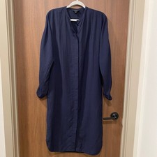 COS Navy Blue Long Sleeve Button Front Midi Shirt Dress Size 2 Capsule Staple