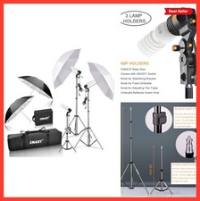 Photography Umbrella Lighting Kit 45W 5500K CFL Bulbs 83 In Light Stands Carry