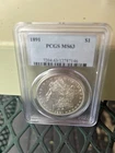 1891 Morgan Silver Dollar, MS63 PCGS, (14972)