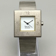 MIchael Graves Square Watch Unisex 30mm Silver Tone MGJ5007 New Battery 7"
